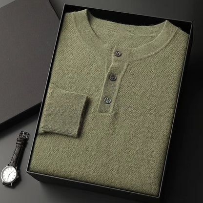 New Men's Round Neck Half Button Sweater