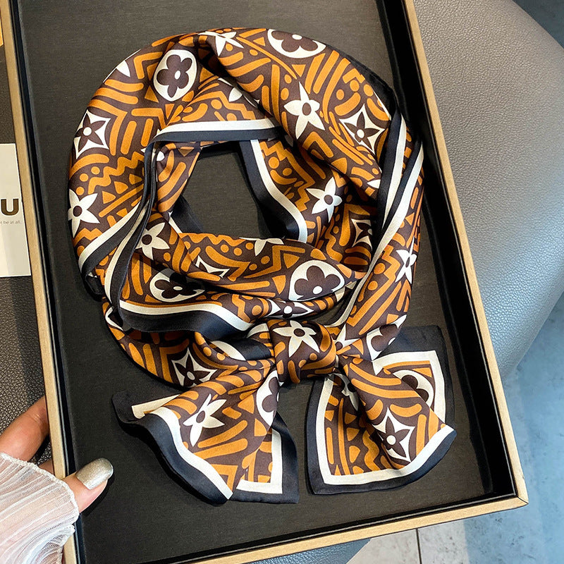 Warm Small Silk Scarf Thin Narrow Ribbon