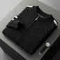 Fashionable All-match Casual Woolen Sweater Four Flat Air Layer Thickened Half Turtleneck Pure Wool Cardigan