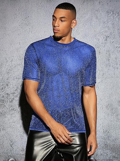 Men's Round Neck Glossy Short-sleeved T-shirt
