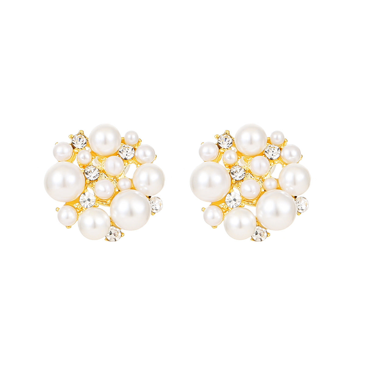14K Real Gold Plating Light Luxury Pearl Shell Pearl Zircon Gold Plated High Color Retaining Earrings Ear Studs