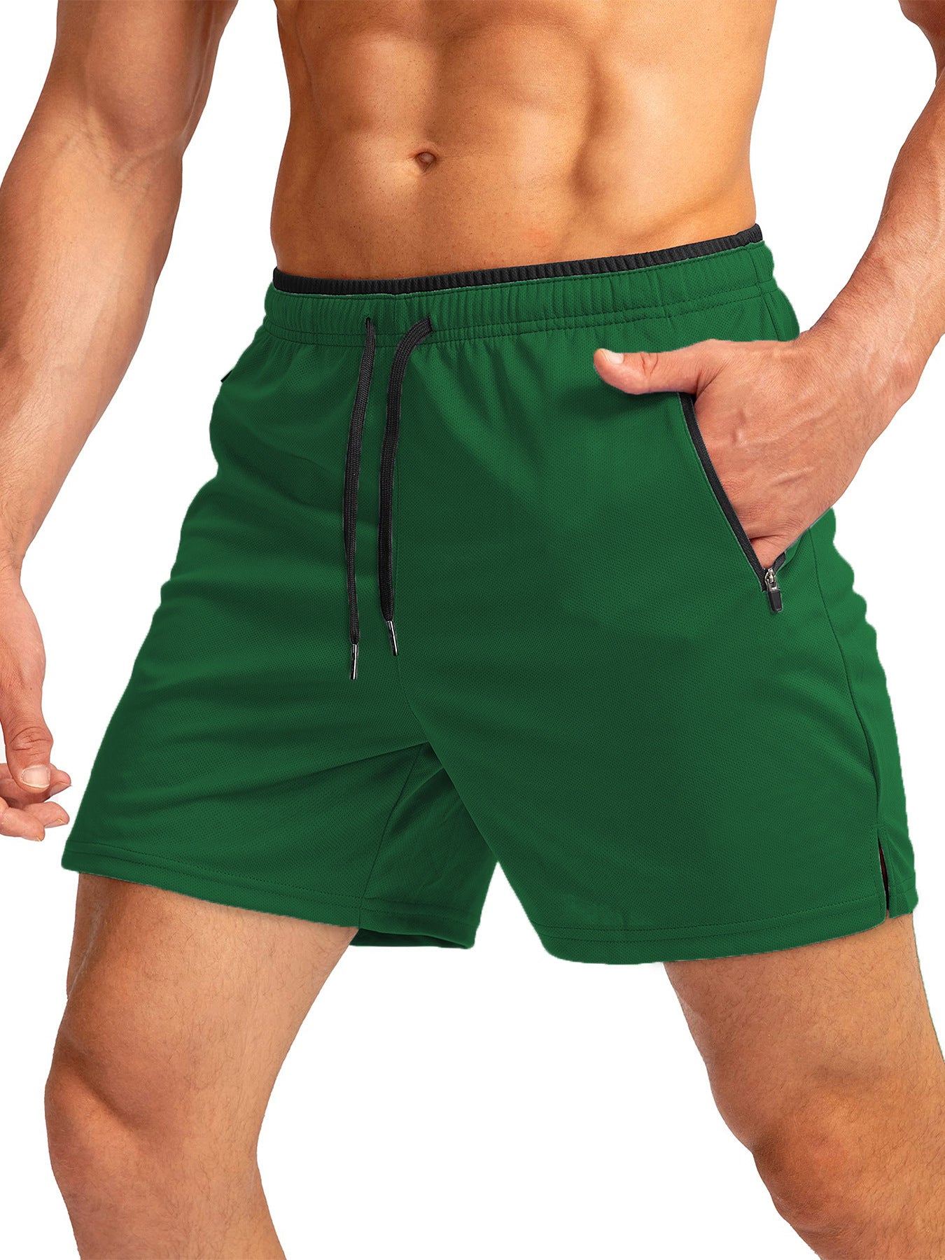Men's Running Short Belt Zipper Pocket Quick-drying Gym Exercise Lightweight