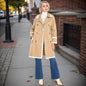 Elegant Chic White Wavy Neckline Double Breasted Coat