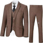Men's Herringbone Pattern Slim Three Pieces Work Suit