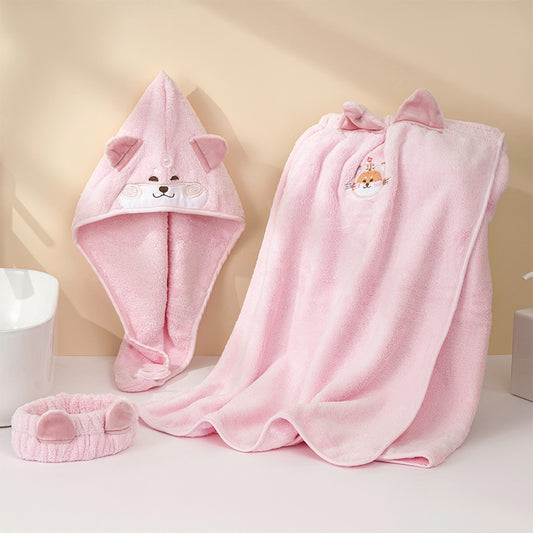 Cartoon Bath Towel Set Female Strong Water-absorbing Quick-drying