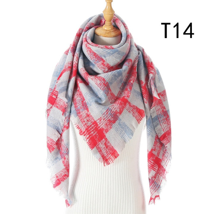 Women's Cashmere Plaid All-match Thick Warm Scarf
