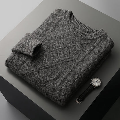 Men's Pullover Twist Round Neck Base Knitwear Loose-fitting Oversized Sweater