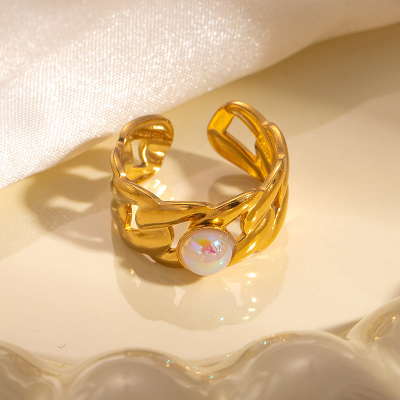 Trendy Niche Titanium Steel Ring 18K Gold Plating High Sense