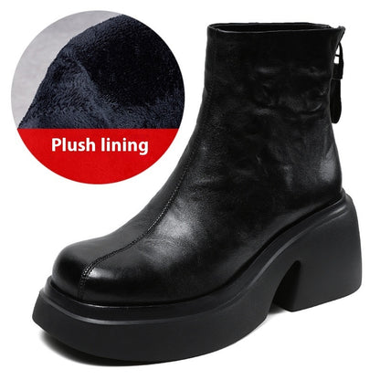 Autumn And Winter New Thick Bottom Chunky Heel Women's Ankle Boots