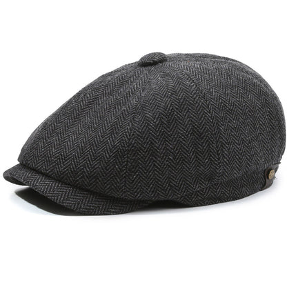Herringbone Peaked Cap Middle-aged And Elderly Beret
