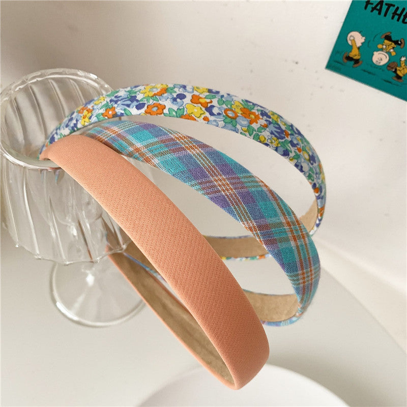 Super Sweet Plaid Flower Solid Color Fabric Headband