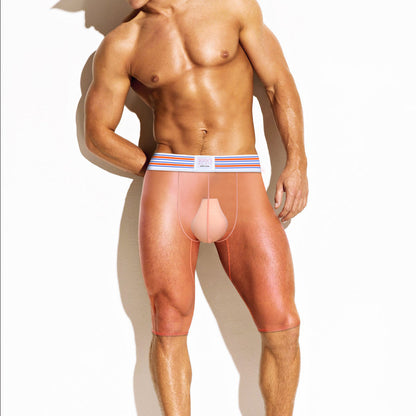 Men's Sexy Thread Cotton Fabric High Fork Low Waist Sports Hip Lifting