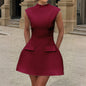 New Women's Elegant Fashion Solid Color Short Dress