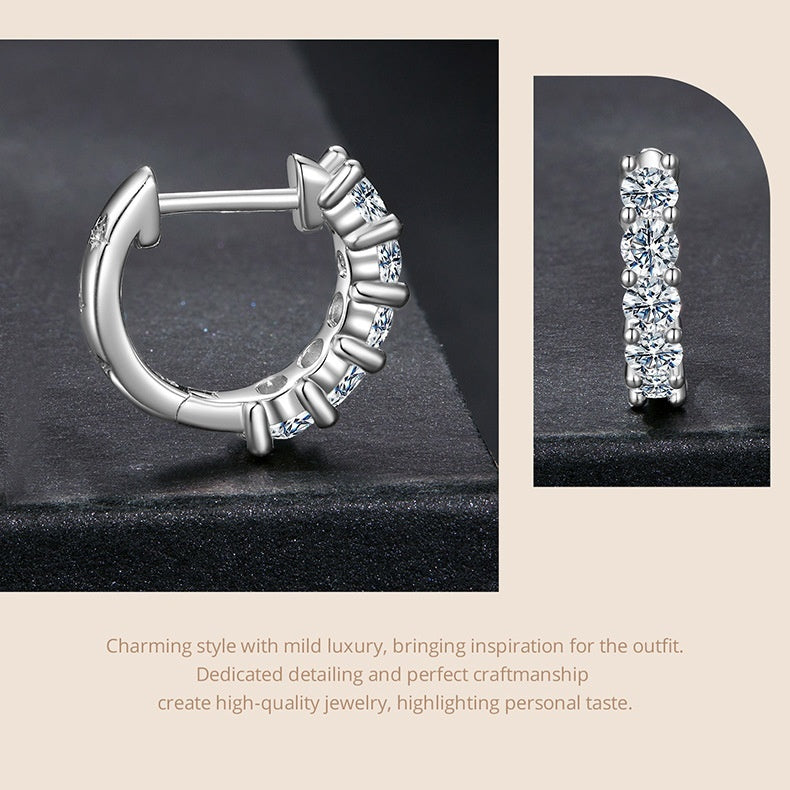 Silver Ziyun New Shining Single Row Light Luxury Moissanite Ear Clip Women