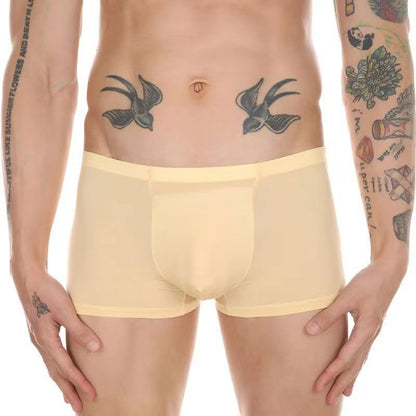 Men's Boxer Ice Silk Underwear Cup Combination U Convex Sexy