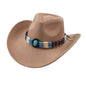 Western Cowboy Wide Brim Faux Fur Top Punk Horse Riding Hat