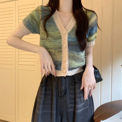 V-neck Knitted Thin Slim Fit Outer Sweater