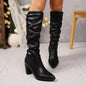 Pointed Pleated Sleeve High Heel Fashion Boots