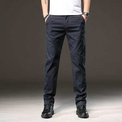 Straight Slim Fit Elasticated Waist Trendy Wild Long Pants For Young Men