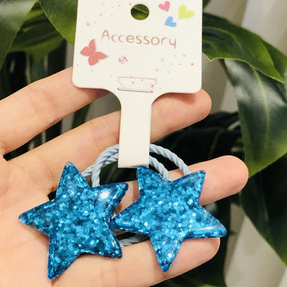 Dreamy Glitter Star Moon Girls Hair Tie