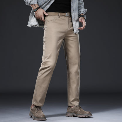 Straight Spring And Autumn Versatile Simple Loose Elastic Spring Men's Casual Pants