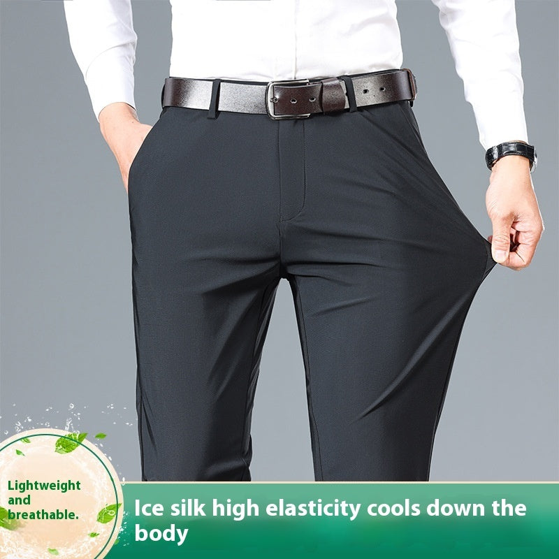 Men's High Elastic Jinammonia Ice Silk Casual Pants
