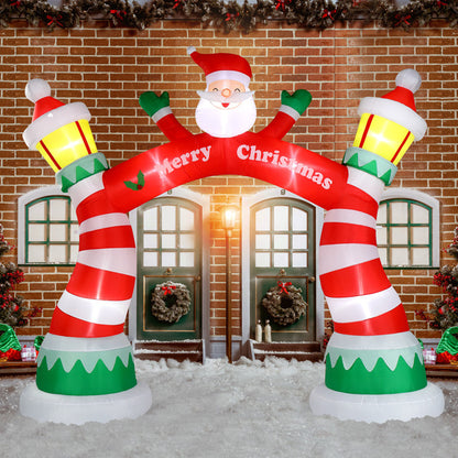 8.9ft Christmas Arch, 7 LED Lights, Drawstring Pockets, Christmas Inflatable Arch