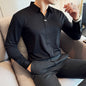 Men's V-neckline Drape Ironing Free Long Sleeves