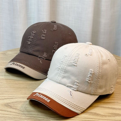 Double-stitching Shabby Embroidered Letter Baseball Cap